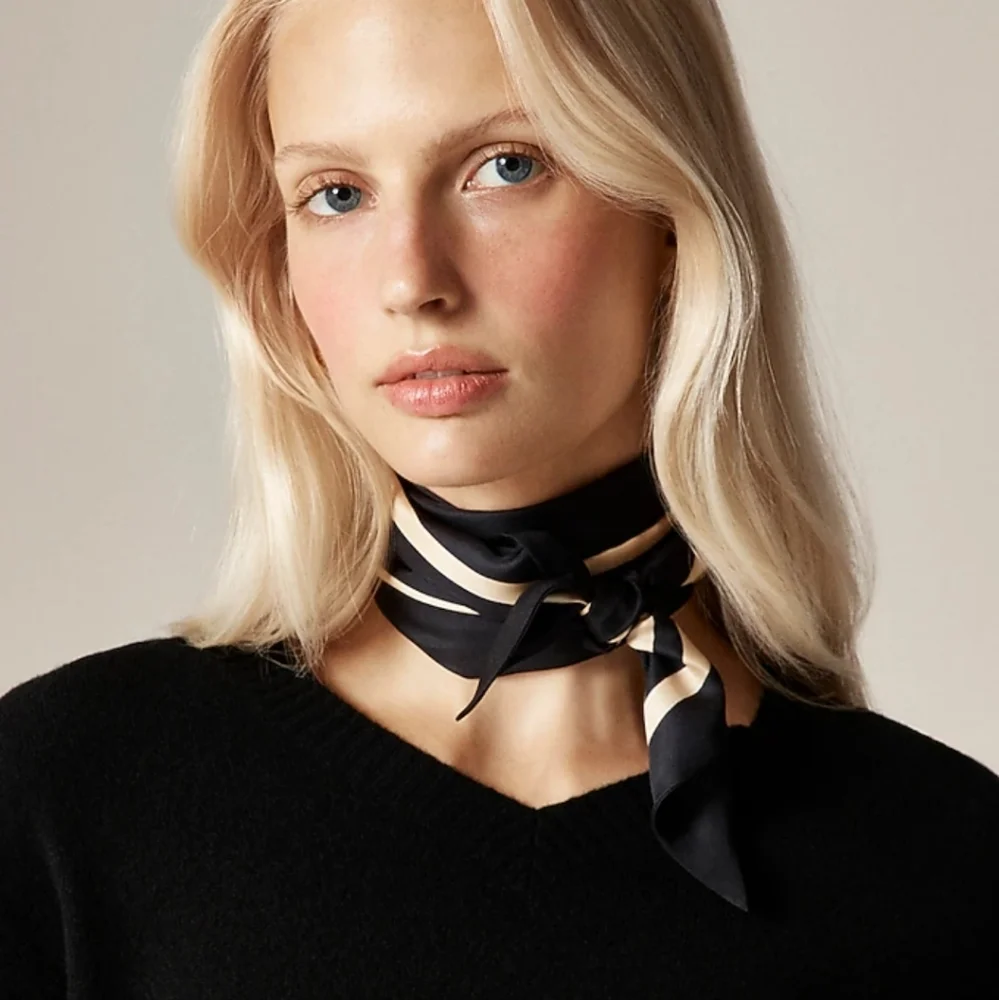 Printed Silk Scarf - Black Aged Parchment